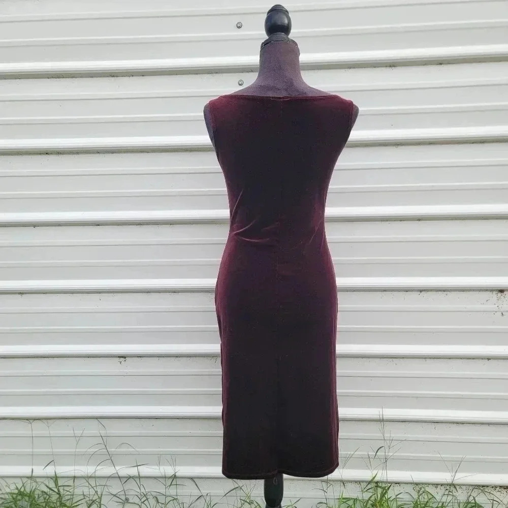 S&G Sac See Girl Soft Velvet Sleveless Burgundy Red Dress Womens Sz S - Picture 6 of 8